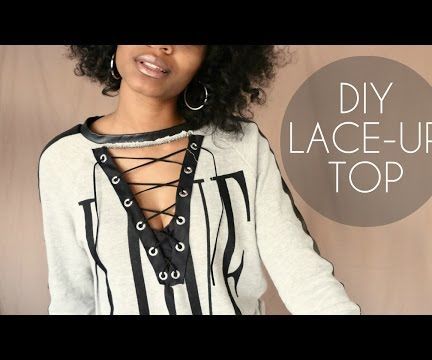 DIY Lace-Up Shirt (No Sewing Required): 8 Steps (with Pictures) Diy Lace Up Shirt, Diy Fashion Tops, Diy Lace Up, Diy Cut Shirts, Cut Up Shirts, Diy Fashion Trends, Lace Up Shirt, Laced Up Shirt, Shirt Diy