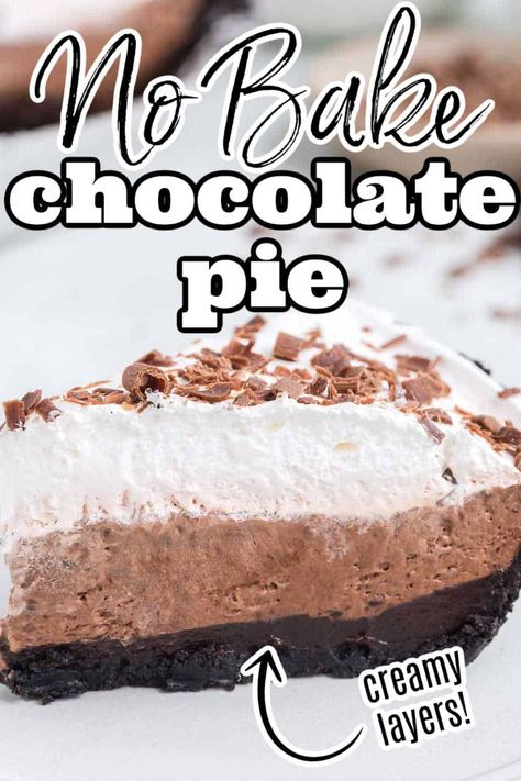 No Bake Chocolate Pie No Bake Chocolate Pudding Pie, No Bake Chocolate Pie, Mini Chocolate Pie, Food Truck Desserts, Pudding And Cool Whip, Baked Chocolate Pudding, Chocolate Pudding Pie, No Bake Pie, Chocolate Pie Recipe