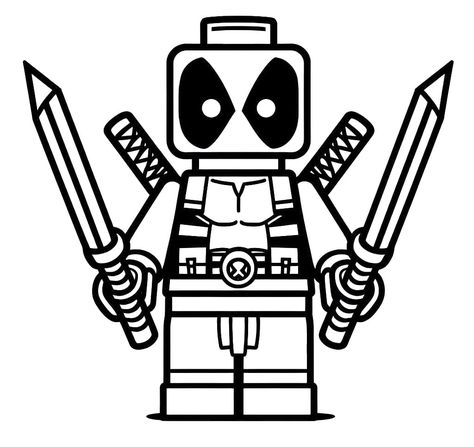 Marvel Lego Deadpool coloring page - Download, Print or Color Online for Free Deadpool Coloring Pages, Mandala Outline, Deadpool Images, Lego Deadpool, Fun Friday, Marvel Deadpool, Lego Marvel, Cool Lego, Colouring Pages