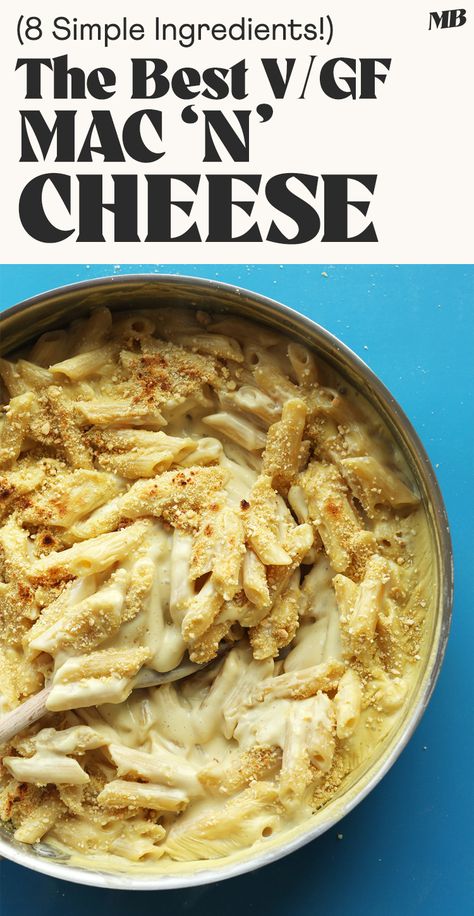 THE BEST Vegan, Gluten-Free Mac 'n' Cheese made with 8 simple ingredients in 1 hour! Cheesy, hearty, and so satisfying. Gluten Free Mac N Cheese, Dairy Free Mac And Cheese, Fall Recipes Appetizers, Vegan Main Course, Vegan Parmesan Cheese, Dairy Free Paleo, Baked Mac N Cheese, Vegan Mac And Cheese, Baked Mac