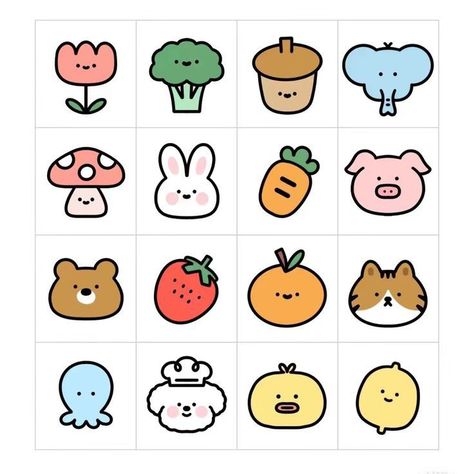 Doodle Kawaii Cute, Cute Sticker Ideas To Draw Easy Simple, Kiyot Painting, Cute Small Drawings, Traditional Tattoo Designs, Book Crafts Diy, Mini Stickers, Cute Easy Doodles, Seni Dan Kraf