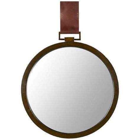 Lynette Round Amber Iron Leather Strap Mirror Mirror With Leather Strap, Mirrors With Leather Straps, Tall Wall Mirrors, Oversized Wall Mirrors, White Wall Mirrors, Rustic Wall Mirrors, Mirror Wall Living Room, How To Clean Mirrors, Mirror Design Wall