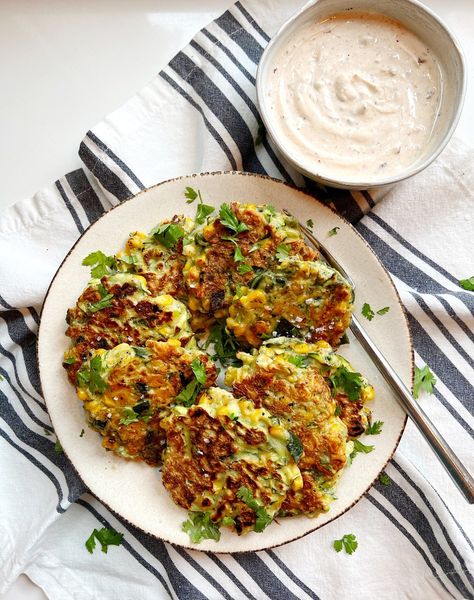 Zucchini, Corn and Poblano Pepper Fritters — The Salt And Stone Postpartum Freezer Meals, Corn And Poblano, Poblano Recipes, Salt And Stone, Zucchini Corn Fritters, Zucchini Corn, Yellow Squash Recipes, Poblano Pepper, Yellow School Bus