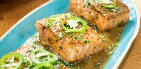 Apple Cider-Glazed Salmon By Geoffrey Zakarian Geoffrey Zakarian, Salmon Glaze Recipes, The Kitchen Recipes, Easy Salmon, Fall Recipe, Glazed Salmon, Salmon Recipe, Baked Salmon, Fish Dishes