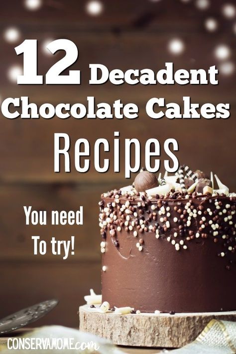 Looking for a delicious Chocolate Cake recipe? Here's a round up of 12 Decadent Chocolate Cake Recipes that will make your mouth water! #chocolatecake #chocolate #cakerecipes Chocolate Desserts Fancy, Chocolate Cake Recipes, Delicious Chocolate Cake, Decadent Chocolate Cake, Tasty Chocolate Cake, Cakes Recipes, Best Cake Recipes, Sweet Treats Recipes, Chocolate Cakes