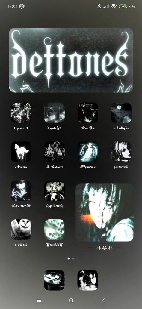 Deftones Medium Widget, Deftones Widget Ideas, Deftones Themed Phone, Rockstar Phone Layout, Deftones Iphone Wallpaper, Deftones App Icon, Deftones Ipad Wallpaper, Deftones Home Screen, Deftones Phone Layout