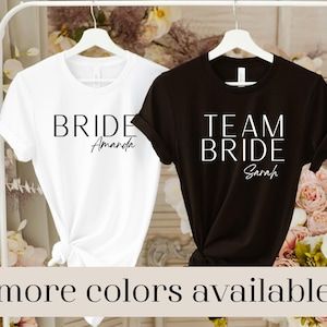 Your friend is getting married and you're looking for the perfect shirt for your bachelorette party? Then you’ve come to the right place! With this minimalist shirt you will attract everyone’s attention. ♥ Bride Team, Team Bride Shirts, Minimalist Shirt, Wedding Party Shirts, Minimalist Shirts, Bride Shirt, Bride Shirts, Bachelorette Party Shirts, Team Bride