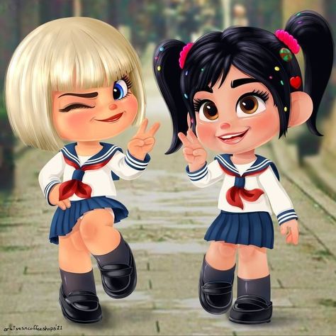 Wreck It Ralph Taffyta, Vanellope Y Ralph, Disney Characters Costumes, Disney Movie Art, Princesas Disney Anime, Easy Disney Drawings, Manga Girls, Vanellope Von Schweetz, Disney Princess Artwork