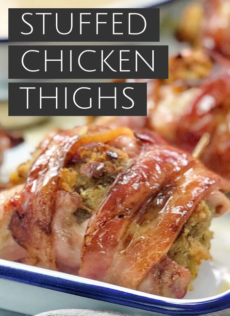 Chicken Thighs And Stuffing, Roast Chicken With Stuffing, Chicken Clean Eating, Chicken For One, Chicken With Stuffing, Stuffed Chicken Thighs, Stuffing Gravy, Bird Recipes, Chicken Stuffing