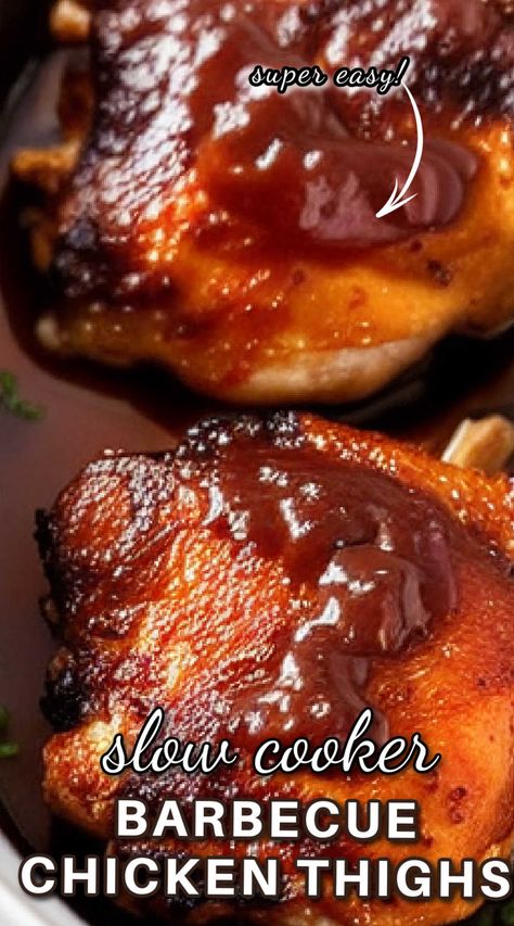 Crockpot Barbecue Chicken Thighs Crockpot Pulled Chicken Bbq Easy Recipes, Slow Cook Barbecue Chicken, Bar B Q Chicken Crockpot, Bbq Chicken Slow Cooker Recipes, Bbq Chicken In Crock Pot, Barbecue Chicken In The Crockpot, Crockpot Chicken Barbecue, Barbecued Chicken Thighs, Chick Thighs Recipes Crockpot