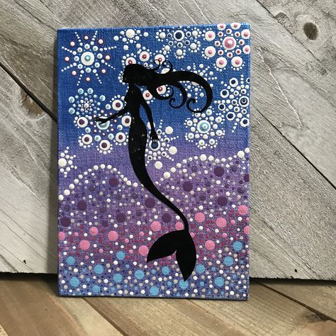 Disney Dot Painting, Fish Dot Art, Painting Mermaid, Aboriginal Painting, Mermaid Diy, Dot Mandala, Fantasy Theme, Dot Art Painting, Mandala Dots