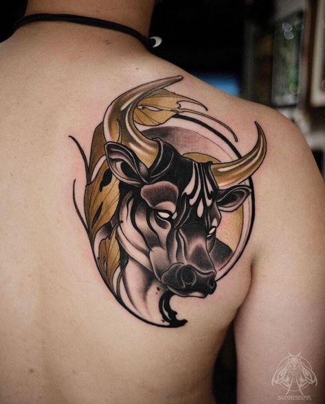 Neo Traditional Cover Up Tattoo, Traditional Bull Tattoo, Traditional Tattoo Meanings, Traditional Tattoo Prints, Buffalo Tattoo, Traditional Tattoo Stencils, Neo Tattoo, Tattoo Background, Bull Tattoos