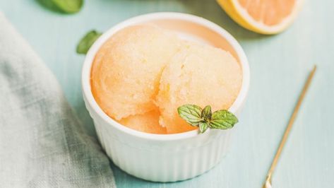 Grapefruit Sorbet: Grapefruit Sorbet Recipe, Vegan Ice Cream Recipes, Grapefruit Sorbet, Mint Sorbet, Orange Ice Cream, Vegan Ice Cream Recipe, Creami Recipes, Weekly Grocery, Ice Cream Ingredients