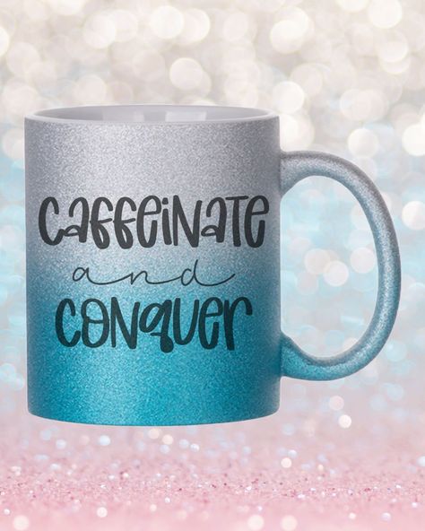 Caffeinate & Conquer ☕️ Start your day with a little sparkle 😉 Find it here! 🔗 https://kaitlynroseco.com/products/glitter-mug-blue-silver-11oz February 3, Find It, Blue And Silver, Sparkle, Glitter, Silver, On Instagram, Blue, Quick Saves