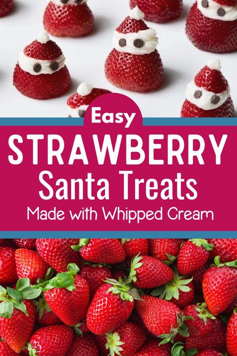 Strawberry santas with whipped cream Strawberry Santas, Christmas Strawberry, Homemade Whipped Cream Recipe, Strawberry Whipped Cream, Festive Desserts, Whip Cream, Easy Food Art, Homemade Whipped Cream, Entertaining Recipes