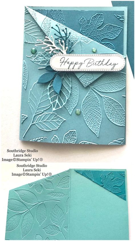 Laura Seki Cards, Cards With Leaves, Changing Leaves Stampin Up Cards, Embossing Cards, Friday Love, Hand Crafted Cards, Fun Folds, Leaf Cards, Card Folds