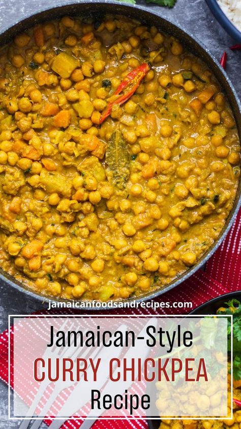 curry chickpeas, curry chickpeas recipes, curry chickpeas recipes coconut milk, curry chickpeas jamaican, curry chickpeas recipes easy Curry Chickpeas, Chickpea And Potato Curry, Jamaican Curry Powder, Cooking Curry, Chickpea Curry Recipe, Chickpeas Recipe, Vegan Soul Food, Jamaican Curry, Jamaican Dishes