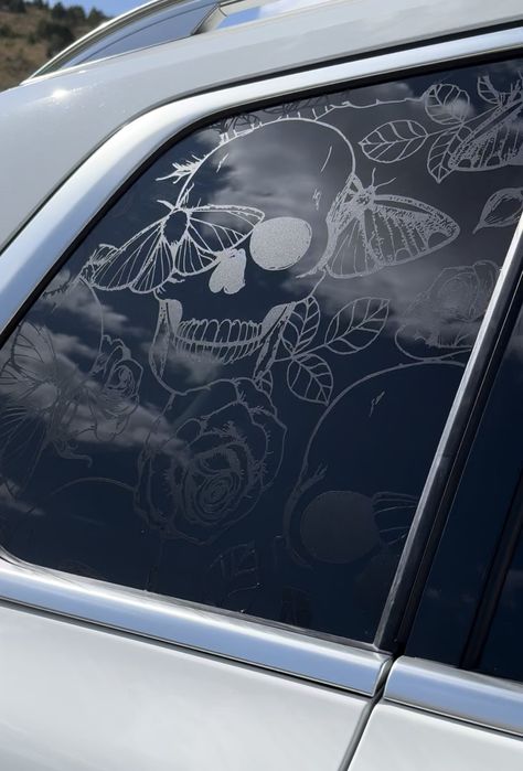 Full coverage window decal that adds personality and a little razzle dazzle to your car!  Price is for a pair of decals. Size shown is the largest available at 22" wide x 17.7" tall and is shown in black matte vinyl. MEASURE CAREFULLY. Message us for help if needed. Decals are not cut to size. You must measure and order the correct size and cut it down to fit. Best practice is to cut excess off with a razor blade after applying. Decals are made with high quality permanent vinyl that is weather p Car Hood Decals Graphics, Car Graphics Decals, Black Car Accessories, Mom Mobile, Custom Car Accessories, Car Price, Car Deco, Car Window Stickers, Car Window Decals