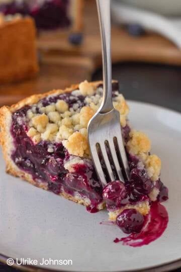 German Blueberry Cake - Blueberry Kuchen Recipe - Cinnamon&Coriander Blueberry Sour Cream Pie, Sour Cream Pie, Homemade Blueberry Pie, Cherry Cobbler Recipe, Blueberry Desserts Recipes, German Desserts, Blueberry Cake Recipes, Blueberry Pie Filling, Crumble Cake