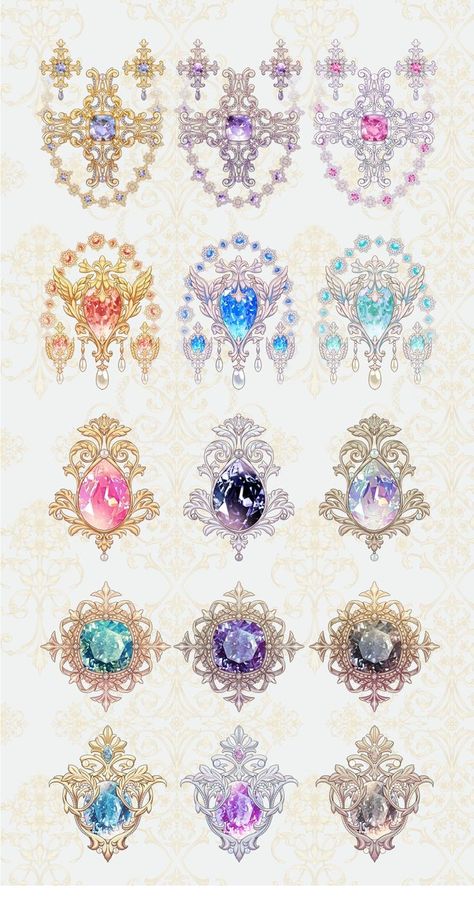 Fantasy Jewelry Magic, Accessories Design Sketch, Magical Accessories, Fantasy Concept, Dress Design Drawing, Anime Jewelry, Female Clothes, Jewelry Drawing, Anime Accessories