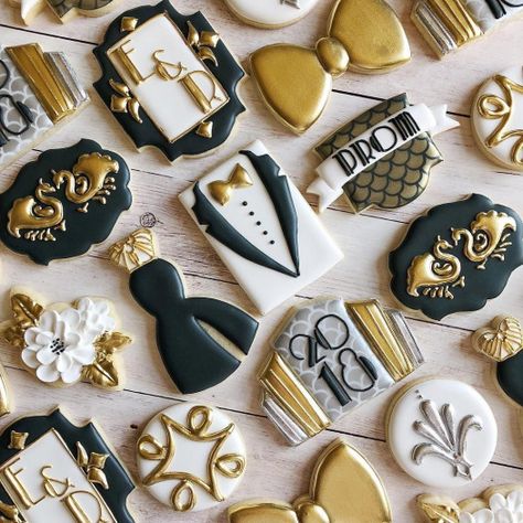 Promposal Cookies, Prom Cookies, Gatsby Cookies, Cookie Birthday, Kawaii Cookies, New Years Cookies, Royal Icing Sugar, Wedding Cake Cookies, Gatsby Themed Party