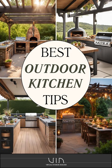 Create the perfect outdoor kitchen with these top tips! From sleek designs to eco-friendly options, this guide helps you blend style and sustainability. Whether you’re dreaming of a rustic wood-fired oven or a modern grilling station, discover how to make your space functional and beautiful. Dive into the full blog post for eco-inspired ideas to elevate your backyard with smart, sustainable solutions: Eco-Inspired Outdoor Kitchens Charming Backyard, Rustic Outdoor Kitchen, Rustic Outdoor Kitchens, Luxury Outdoor Kitchen, Small Outdoor Kitchens, Outdoor Grill Area, Outdoor Cooking Spaces, Modern Outdoor Kitchen, Outdoor Kitchen Ideas