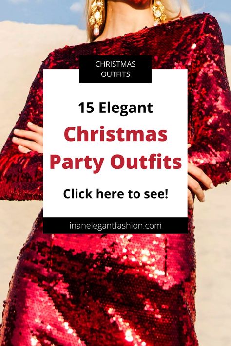 Get women’s fashion ideas for Christmas party outfits that you can wear at any holiday occasion. You’ll find classy dresses for a formal event such as winter cocktail dresses as well as Christmas skirt outfits. You can also find pieces for a holiday party capsule wardrobe and such a satin burgundy shirt or a red skirt. Click here to get inspiration on cute holiday outfits this winter. #christmasouts #christmaspartywear #cutedresses #christmasskirtoutfit #cocktaildresswinter Dresses For A Formal, Red Satin Skirt Outfit, Winter Cocktail Party Outfit, Christmas Cocktail Party Outfit, Christmas Skirt Outfit, Ideas For Christmas Party, Elegant Christmas Outfit, Winter Cocktail Dress, Classy Holiday Party