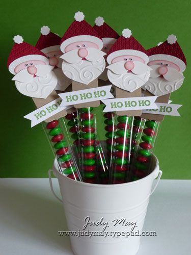 Santa_Toppers_Bucket Christmas Treats Holders, Christmas Treats Boxes, Thinking Process, Christmas Craft Fair, Candy Crafts, Christmas Favors, Christmas Paper Crafts, Treat Holders, Christmas Treat