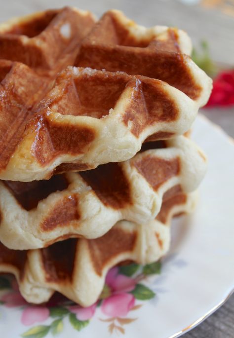 Three Belgian Waffles Yeast Waffle Recipe, Belgium Waffle Recipe, Best Belgian Waffle Recipe, Liege Waffles Recipe, Belgian Waffle Recipe, Belgian Waffles Recipe, Recipes With Yeast, Liege Waffle, Belgium Waffles