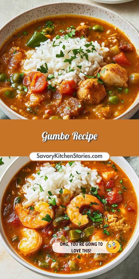 Looking for a comforting seafood dinner that will impress your family? This gumbo recipe combines rich flavors and fresh ingredients for a meal everyone will love. Save this for a cozy night in, and bring the taste of New Orleans to your dinner table with this seafood delight! Shrimp Gumbo Soup, Shrimp And Crab Gumbo Recipe, New Orleans Dinner Recipes, Crab Gumbo Recipe, Shrimp And Sausage Gumbo Recipe, Shrimp And Chicken Gumbo, Easy Gumbo Recipe, Gumbo Recipe Crockpot, Crab Gumbo