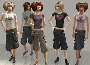 Mod The Sims - Skater Girl Outfits for Teens Female Punk, Sims 2 Clothes, Skater Outfits, Sims 2 Mods, The Sims Mods, The Sims 2 Cc, 2000s Clothes, Skater Girl Outfits, Ts2 Cc