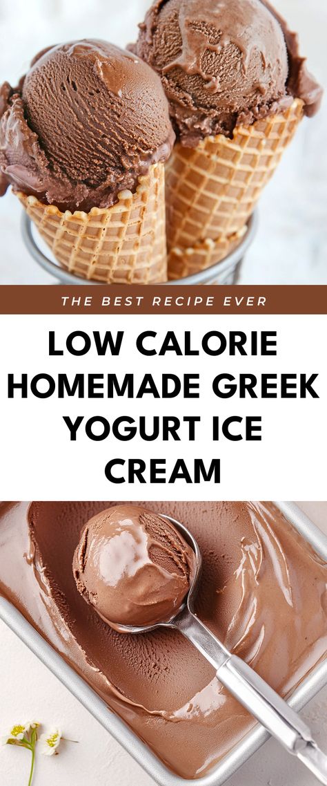 Image for Low Calorie Homemade Greek Yogurt Ice Cream Low Cal Ice Cream Recipe, Low Calorie Ice Cream Maker Recipes, Greek Yogurt High Protein Recipes, Plain Yogurt Recipes Desserts, Homemade Protein Ice Cream, Keto Greek Yogurt Recipes, Low Calorie Sweet Treats, Low Calorie Ice Cream Recipe, Recipes With Greek Yogurt