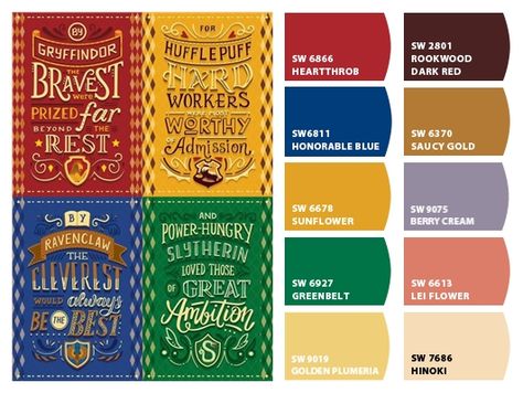 ColorSnap by Sherwin-Williams – ColorSnap by Danielle P. Harry Potter Color Palette, Harry Potter House Colors, Hogwarts Room, Hogwarts House Colors, Harry Potter Colors, Harry Potter Wiki, Cumpleaños Harry Potter, Harry Potter Painting, Harry Potter Room Decor