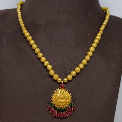 Gundla Mala With Lakshmi Pendent, Lakshmi Pendent Gold, Longchain Designs, Gundla Mala, Pendal Set, Fashion Jewelry Necklaces Gold, Temple Jewellery Earrings, Hand Chain Jewelry, Gold Pendent