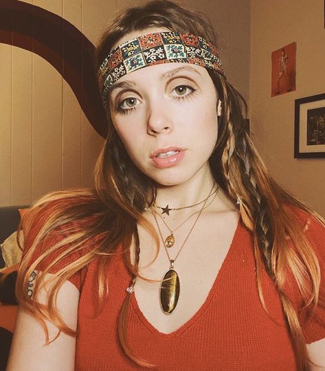 Devyn Crimson Outfits, Negative Canthal Tilt Eyes, Negative Canthal Tilt, 1970s Groupie, Canthal Tilt, Devyn Crimson, Natalie Taylor, Hippie Fits, Hippie Life