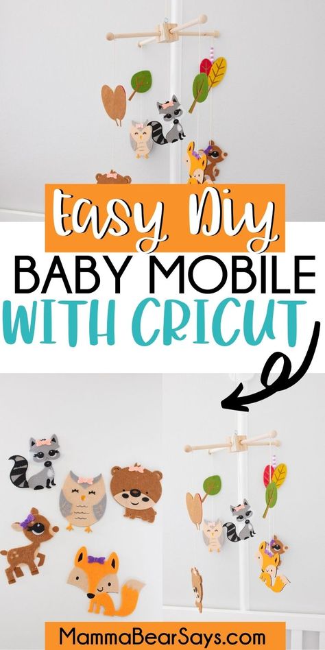 Cricut Baby Toys, Baby Mobile Cricut, Cricut Mobile Projects, Felt Cricut Projects, Baby Cricut Ideas, Cricut Nursery Decor, Cricut Nursery Projects, Cricut Baby Projects, Cricut Felt Projects