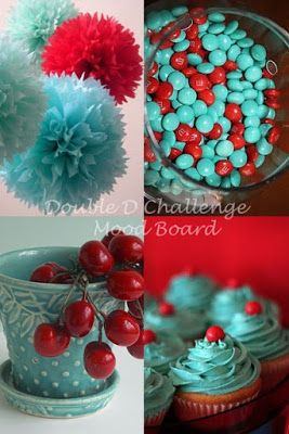 Double D Challenges: Teal and Red Color Challenge Red Teal Color Scheme, Teal And Red Color Palette, Red Teal Grey Color Scheme, Red And Teal Decor, Red Turquoise Color Palette, Teal Red Color Palette, Red And Turquoise Color Palette, Red And Turquoise, Red And Aqua