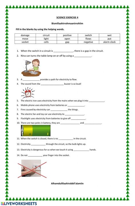 Electricity 4 - Interactive worksheet Electric Circuit Worksheet, Electricity Worksheets For Grade 2, Electricity Worksheet, Plant Life Cycle Worksheet, 2nd Grade Reading Worksheets, Science Electricity, Science Kids, Preschool Sight Words, Kids Worksheet