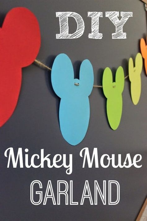 Mickey Mouse Garland, Diy Mickey Mouse, Mickey Mouse Classroom, Mickey Mouse Bday, Mickey Mouse Clubhouse Birthday Party, Mickey Mouse Clubhouse Party, Mickey Mouse 1st Birthday, Mickey Birthday Party, Mickey Mouse Theme