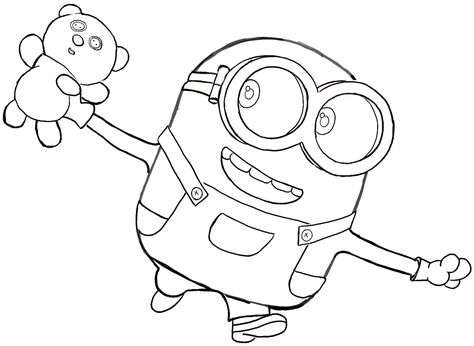 Finished Black and White Drawing of Bob with His Teddy Bear from The Minions Movie 2015 (And Despicable Me) Bob The Minion, Modele Zentangle, Minion Drawing, Minion Coloring Pages, Minions Coloring Pages, Minion Christmas, Minions Bob, Minion Movie, The Minions