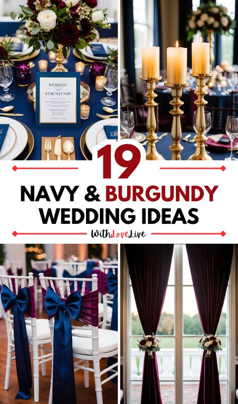 Navy and burgundy wedding themes are in vogue! 💍🍷 Discover ideas that perfectly blend these colors for a romantic and sophisticated celebration. From bridal party attire to table settings, find inspiration to create your dream wedding atmosphere. Don’t forget to save this pin for later! 📌✨ Burgundy Wedding Decor, Burgundy Wedding Theme, Navy And Burgundy Wedding, Navy Wedding Colors, Wedding Theme Ideas, Bridal Party Attire, Wedding Decor Ideas, Forever Wedding, Party Attire