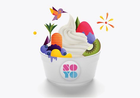 SOYO Frozen Yoghurt - Kallan & Co Yogurt Illustration, Frozen Yoghurt, Communication Design, Frozen Yogurt, Design Illustration, Yogurt, Illustration Design, Sydney, Dairy