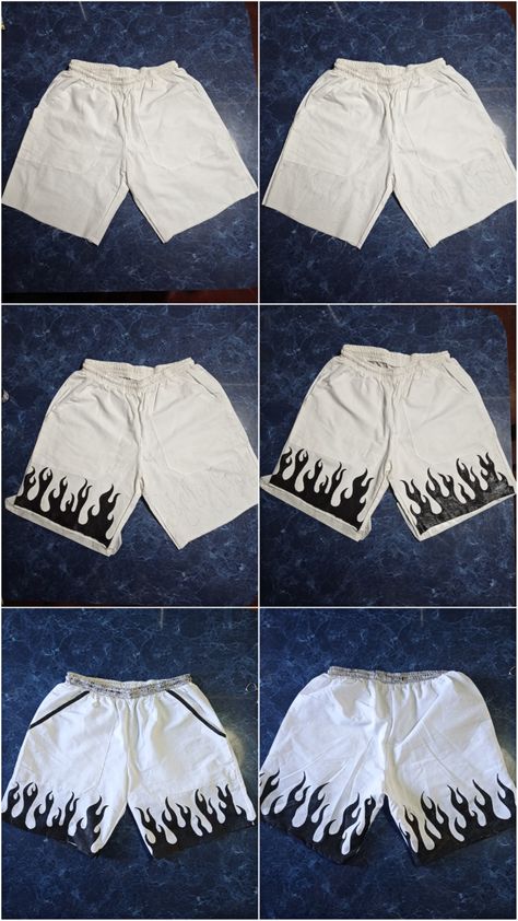 Como pintar pantalón corto de  hombre con llamas/ flamas. Man With, Sublimacion Ideas, Painted Clothes Diy, Clothes Diy, Painted Clothes, Pants Design, Sewing Techniques, Diy Painting, Cotton Shorts