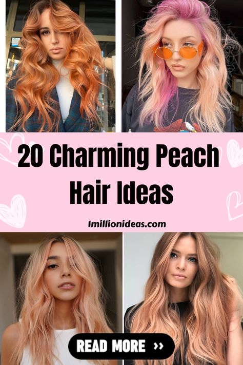 Summer is the perfect time to try vibrant hair colors. And among all the colorful choices, peach remains one of the most… Peach And Blonde Hair, Apricot Hair Color, Peach Blonde Hair, Peachy Blonde, Peachy Hair Color, Pink Peach Hair, Apricot Hair, Peach Color Palettes, Dark Ombre Hair