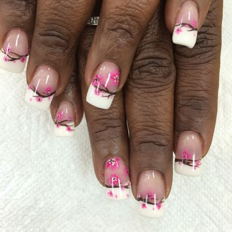 cherry blossom nails #floralnailart #flowernails #floralnails #springnails #nailart #nails #naildesign #cutenails #springnailart Cherry Blossom Nails Art, Blossom Nails, Cherry Blossom Nails, Mom Stuff, French Tip Nails, Nails Art, Beauty And The Beast, Nail Inspo, Cherry Blossom