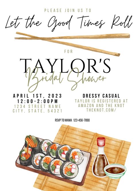 Sushi Night, Palm Beach Gardens, Good Times Roll, Bridal Shower Theme, Animal Party, Dressy Casual, Bridal Shower Invitations, Bridal Party, Bridal Shower