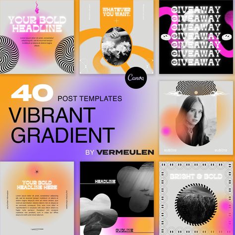 Fonts y2k Instagram Marketing Design, Social Media Templates Design, Social Media Design Post, Graphic Design Minimalist, Vibrant Gradient, Fashion Y2k, Graphic Design Tools, Media Kit, Instagram Ads