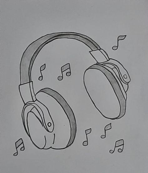 Easy Drawings Music, Music Simple Drawing, Pics To Draw, Simple Drawings Aesthetic Music, Playlist Drawing Ideas, Easy Drawings About Music, Drawing Of Microphone, Music Sketches Easy, Violin Drawing