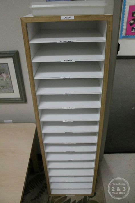 CUBBIES Diy Classroom Cubbies, Daycare Cubbies, Preschool Storage, Preschool Classroom Design, Classroom Storage Ideas, Student Mailboxes, Preschool Cubbies, Classroom Cubbies, Classroom Mailboxes