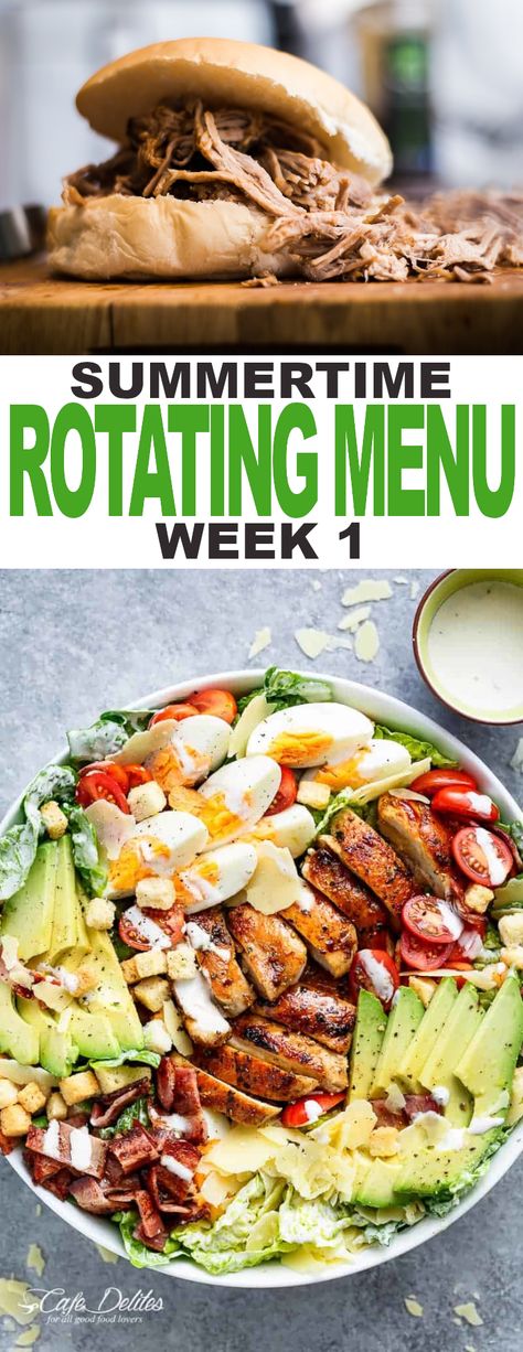 Rotating Meal Plan, Weekly Meal Plan Family, Meals Summer, Meal Plan Week, Meal Planning Menus, Easy Summer Dinners, Summer Meal Planning, Family Meal Planning, Weekly Meal Plan